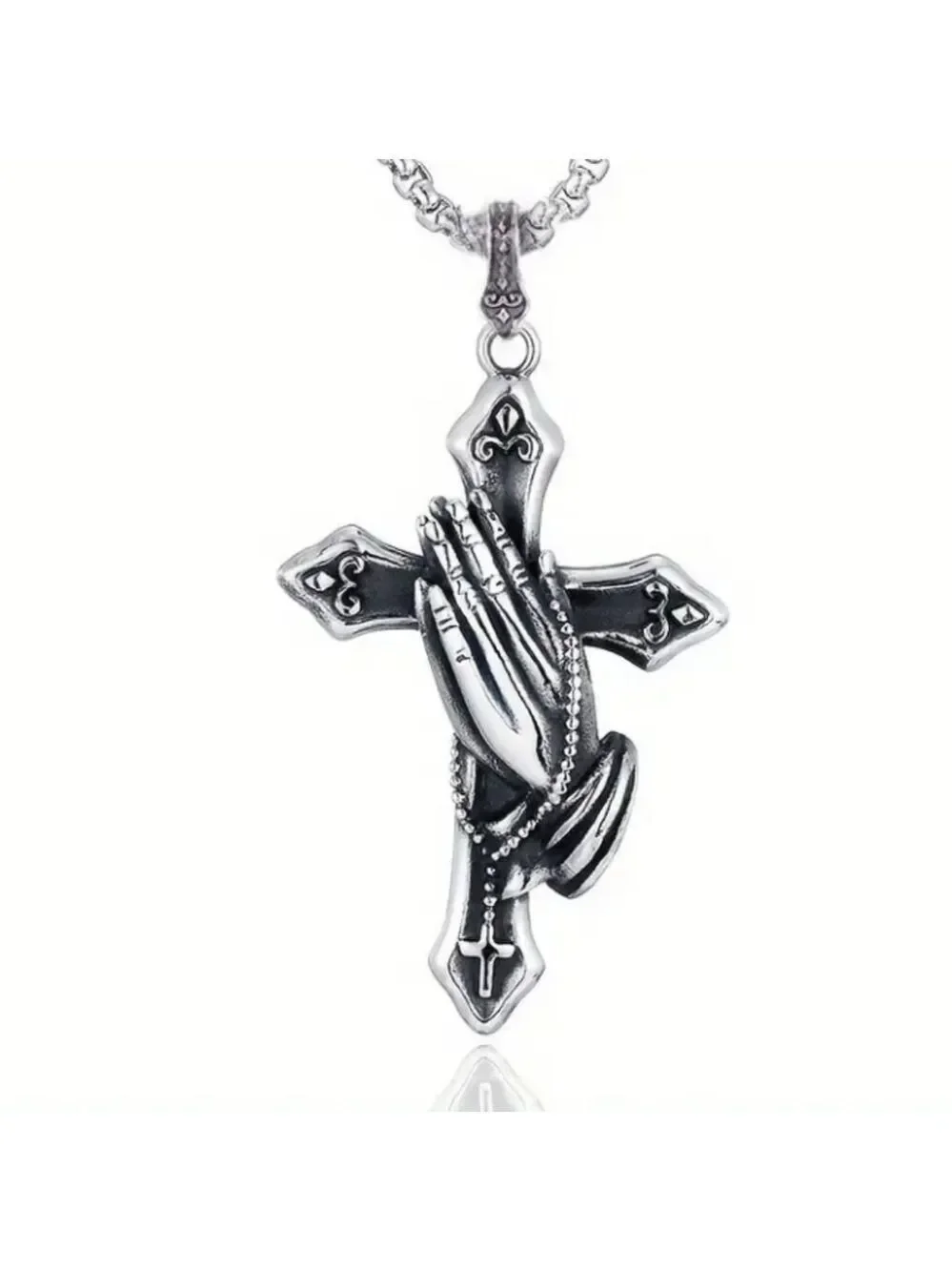 Silvertone Cross Pendant Necklace